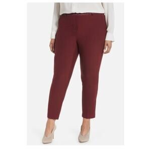 New ~ SEJOUR ~  Burgundy Satin Trim High Rise Ankle Trouser Dress Pants 18W